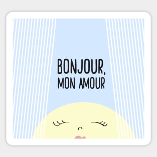 Bonjour Mon Amour Blue #babyboy #nursery #childrensroom #baby #babyshower #illustration #gift #home #decor #sun #pastel #design Sticker